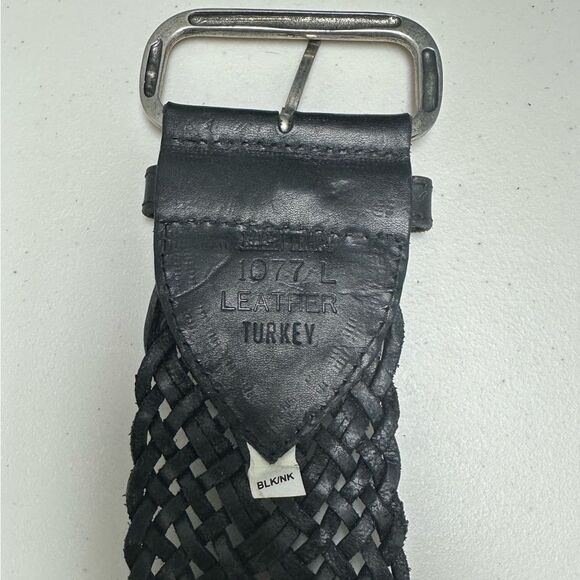 Ellen Tracy Big Braided Black Belt Size L Genuine Leather Made in Turkey main image 4